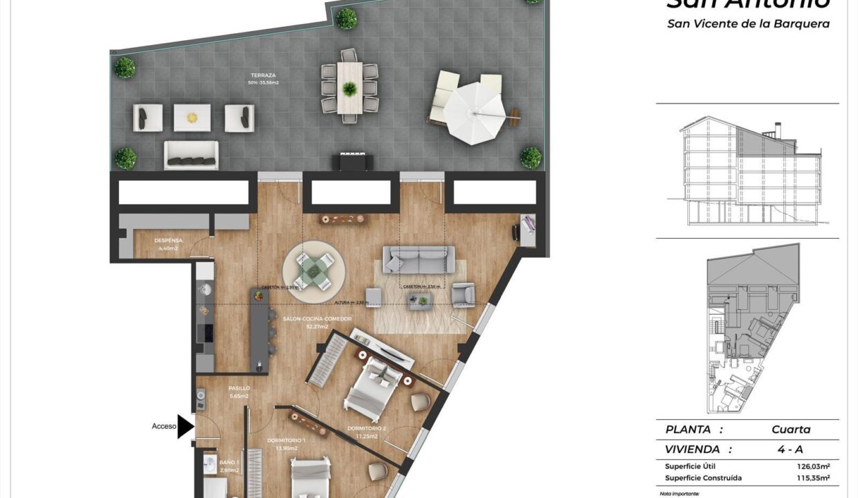 4ºA 2 DORM. TERRAZA