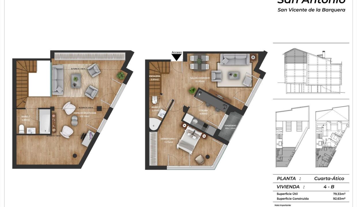 4ºB 1 DORM. + ATICO